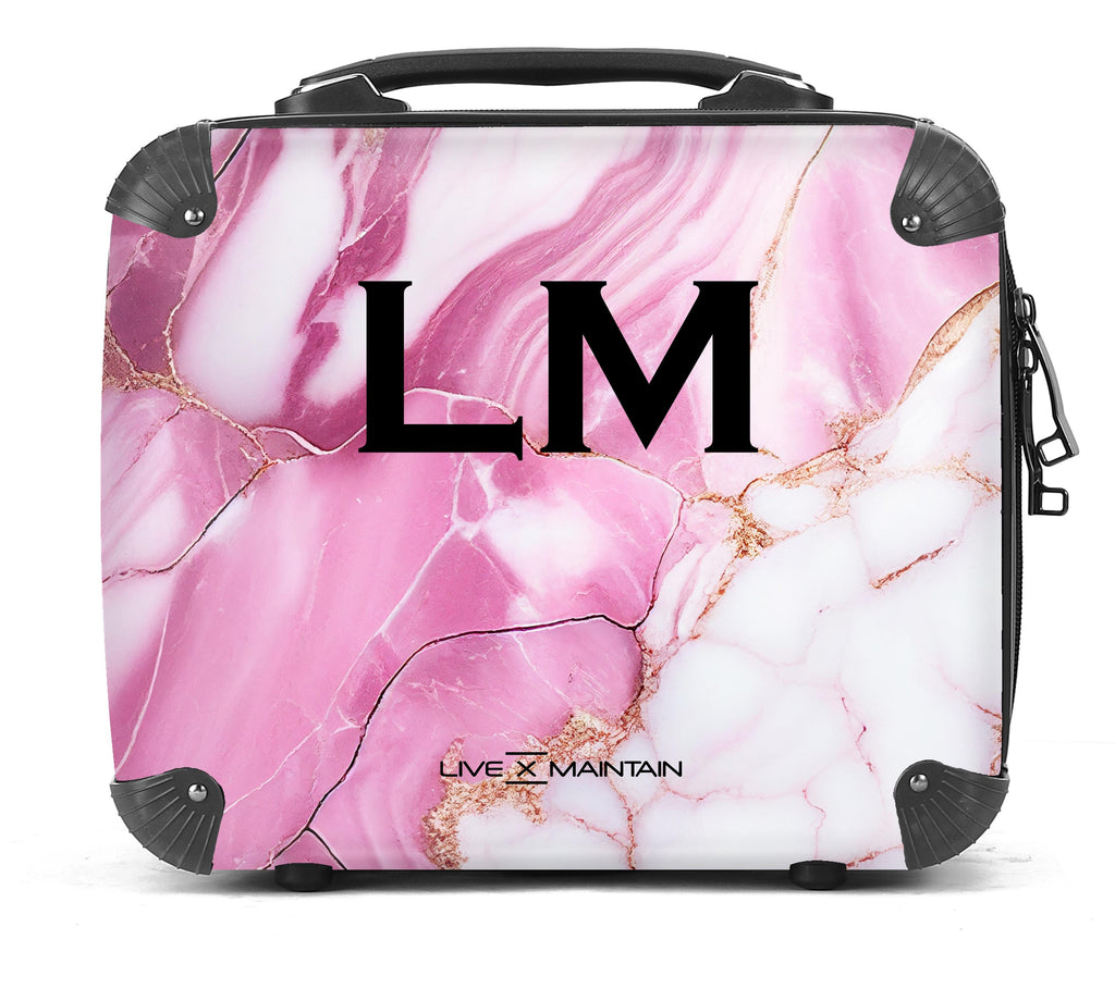 Personalised Fuchsia Marble Initials Suitcase