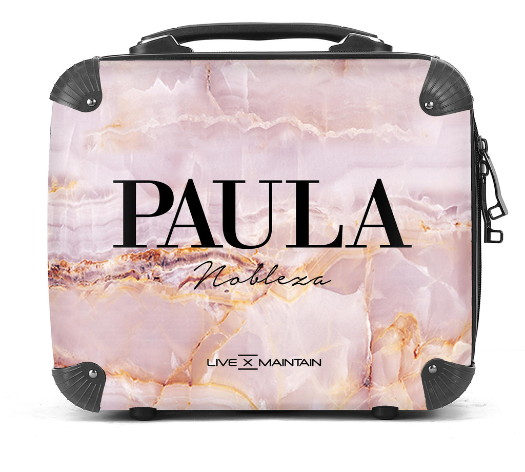 Personalised Natural Pink Marble Name Suitcase