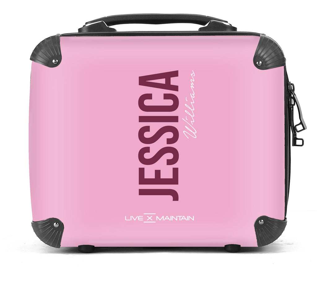 Personalised Pink / Burgundy Side Name Suitcase