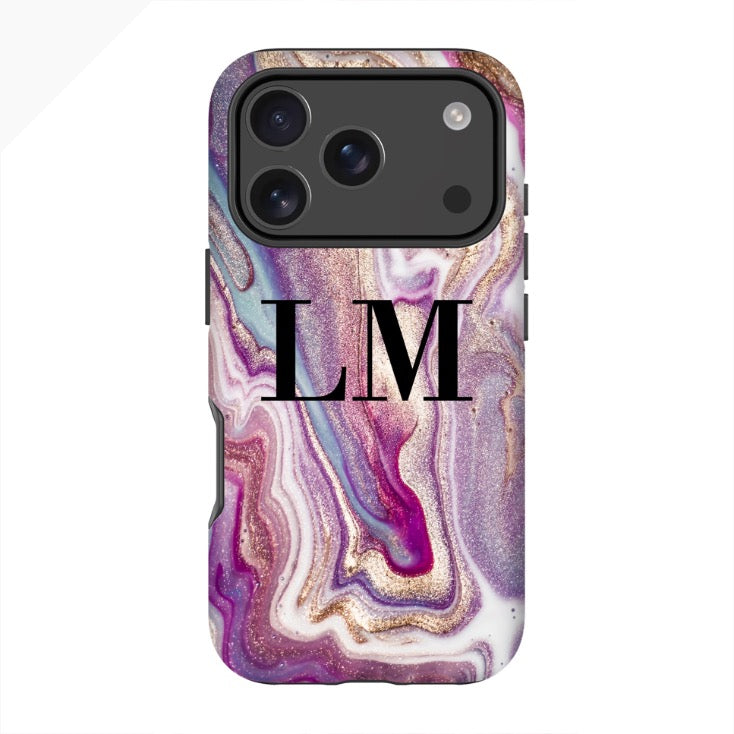 Personalised Violet Marble Initials iPhone 17 Pro Case