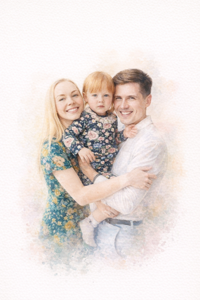 Custom Watercolor Dream Portrait Mounted Canvas Print