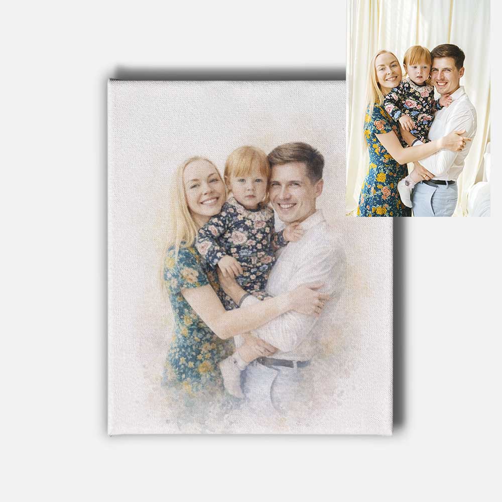 Custom Watercolor Dream Portrait Mounted Canvas Print