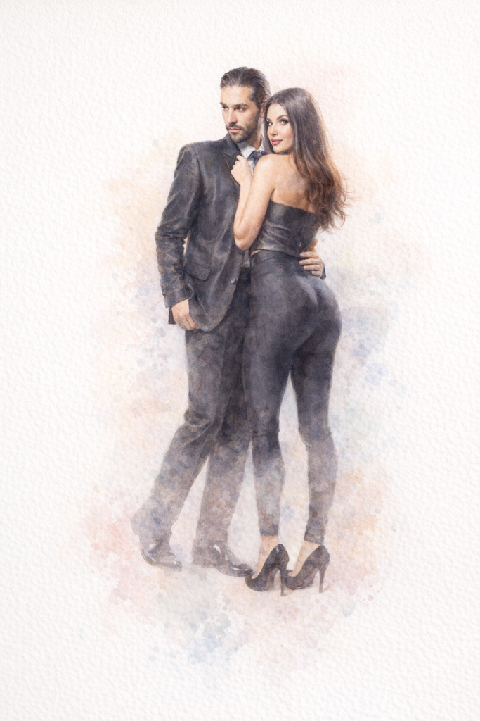 Custom Watercolor Dream Portrait Mounted Canvas Print