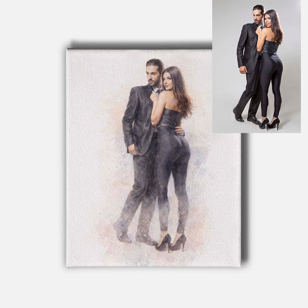 Custom Watercolor Dream Portrait Mounted Canvas Print