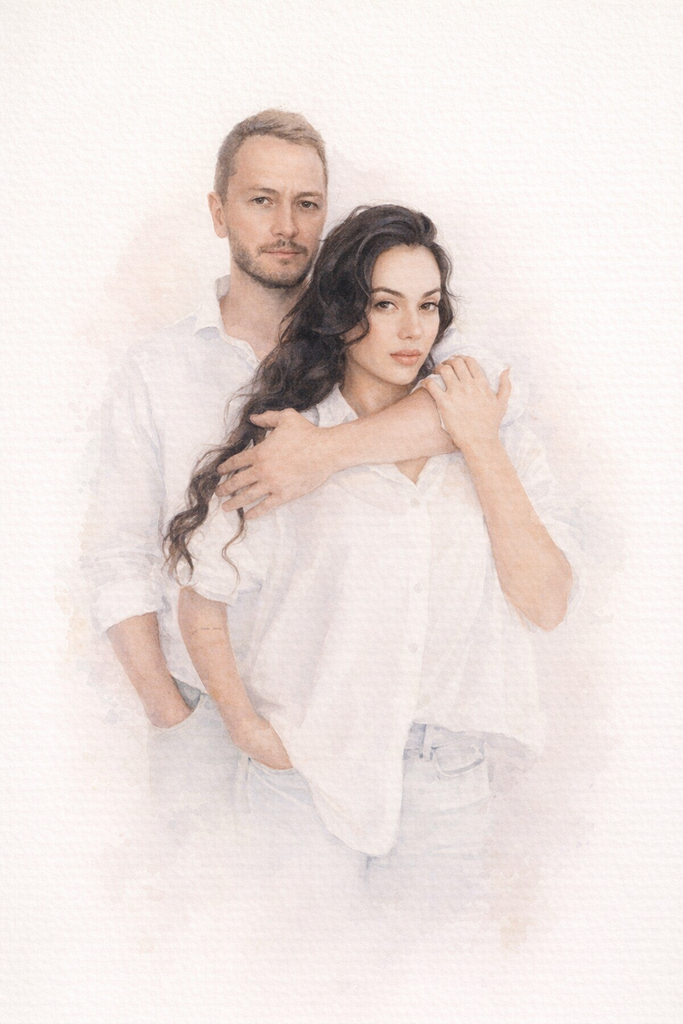 Custom Watercolor Dream Portrait Mounted Canvas Print