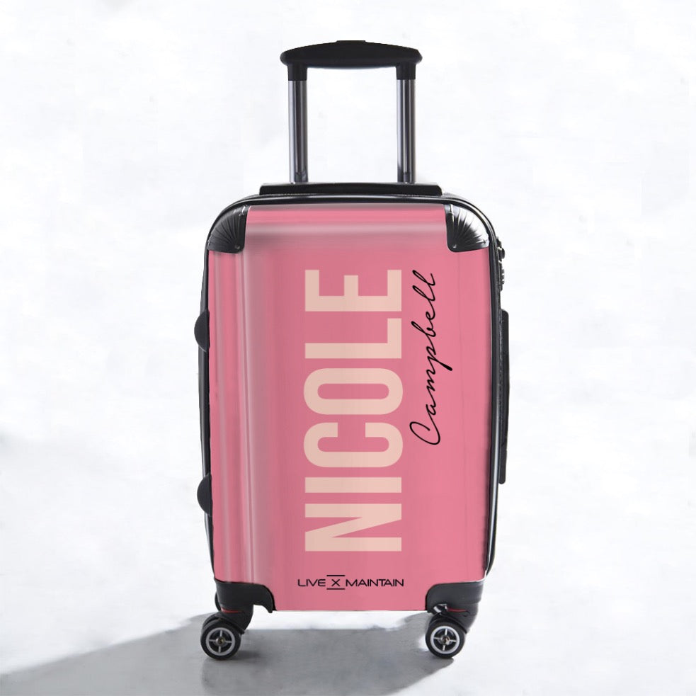 Personalised Watermelon Pink Side Name Suitcase