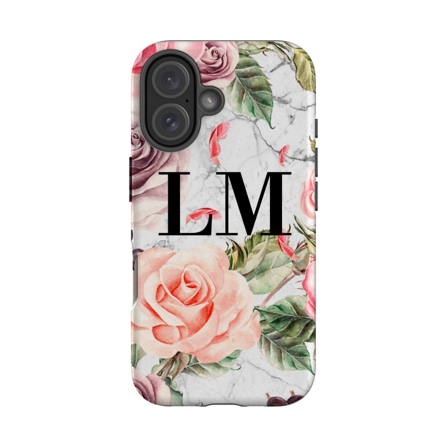 Personalised Watercolor Floral Initials iPhone 16 Case