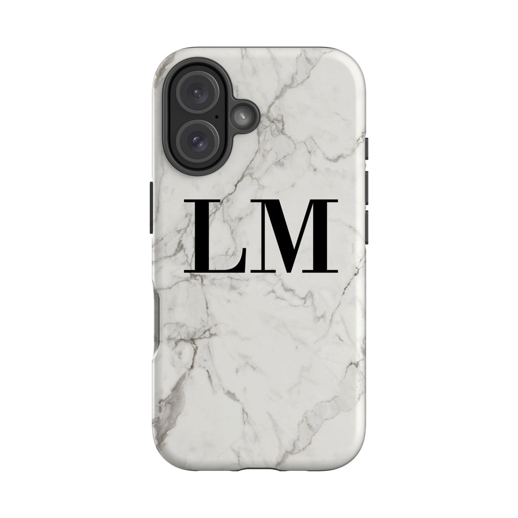 Personalised White Calacatta Marble Initials iPhone 17 Case