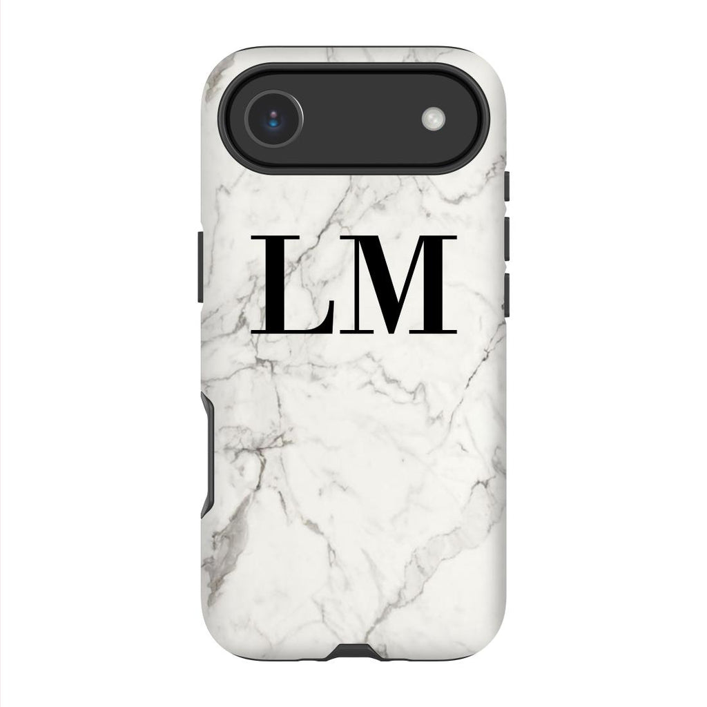 Personalised White Calacatta Marble Initials iPhone 17 Air Case