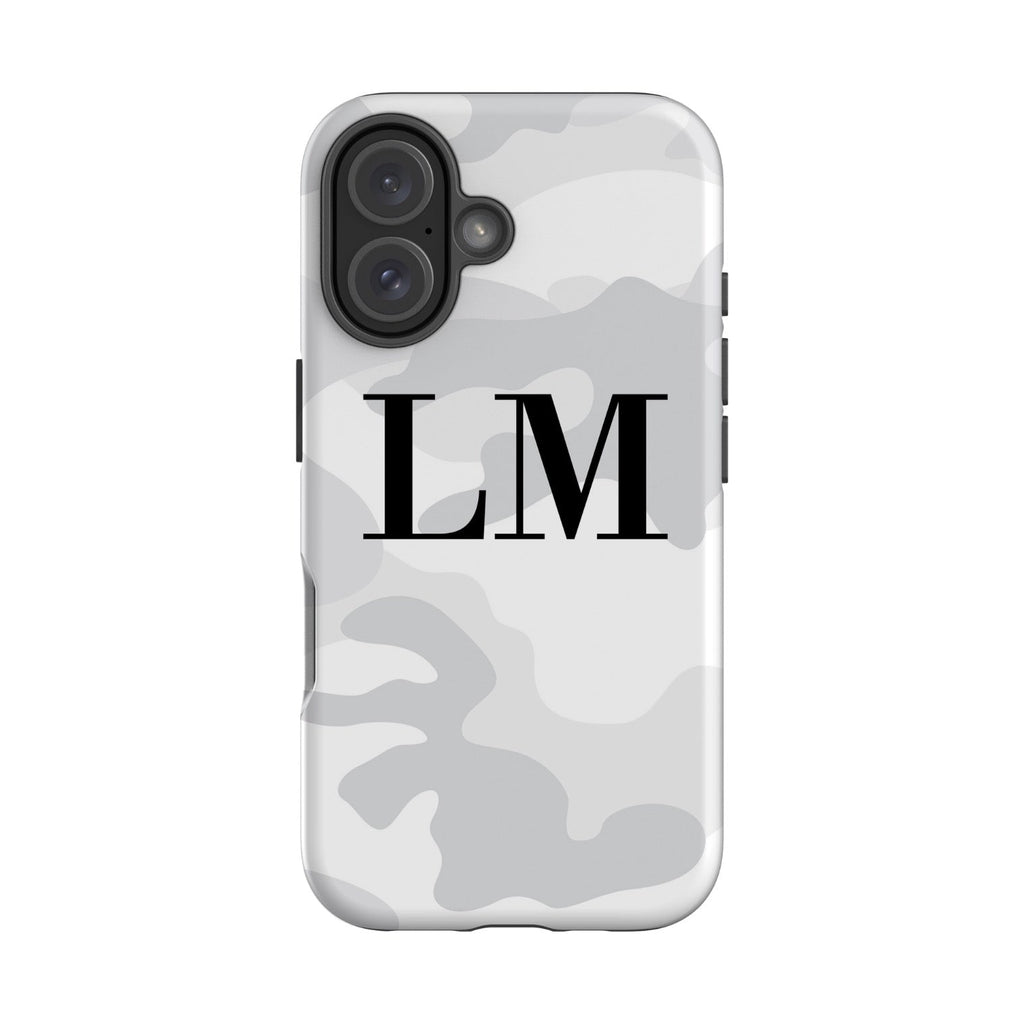 Personalised White Camouflage Initials iPhone 17 Case