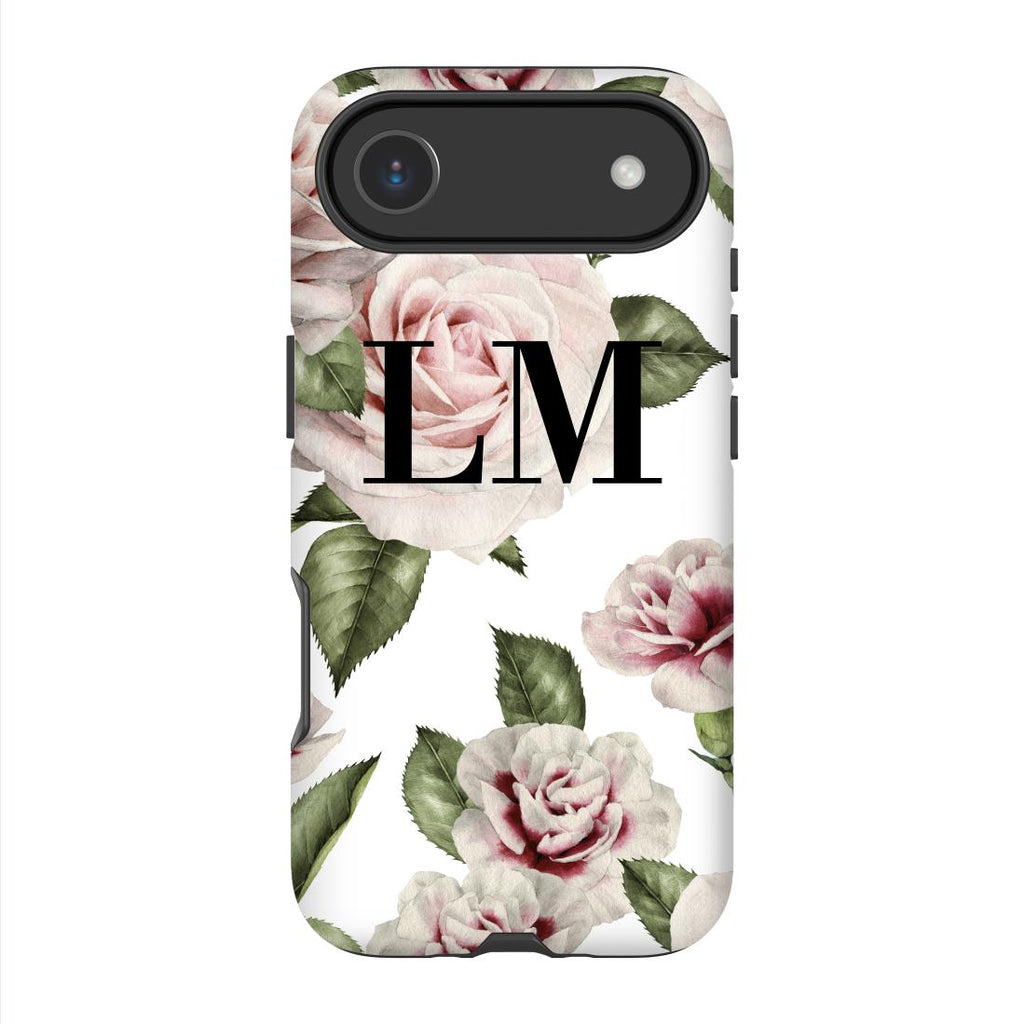 Personalised White Floral Rose Initials iPhone 17 Air Case