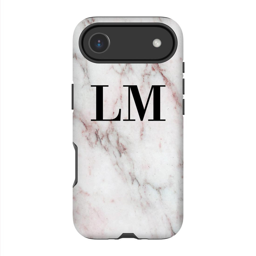 Personalised White Rosa Marble Initials iPhone 17 Air Case