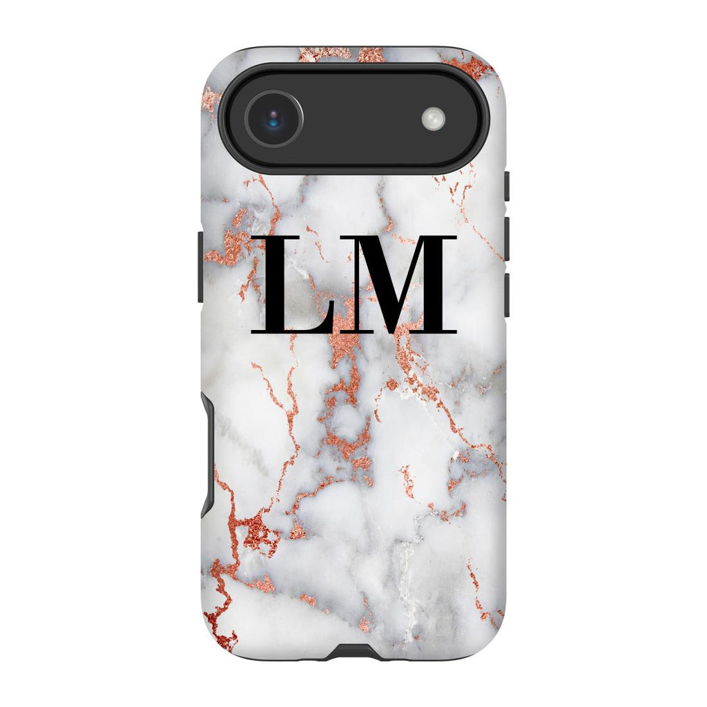 Personalised White x Rose Gold Marble Initials iPhone 17 Air Case