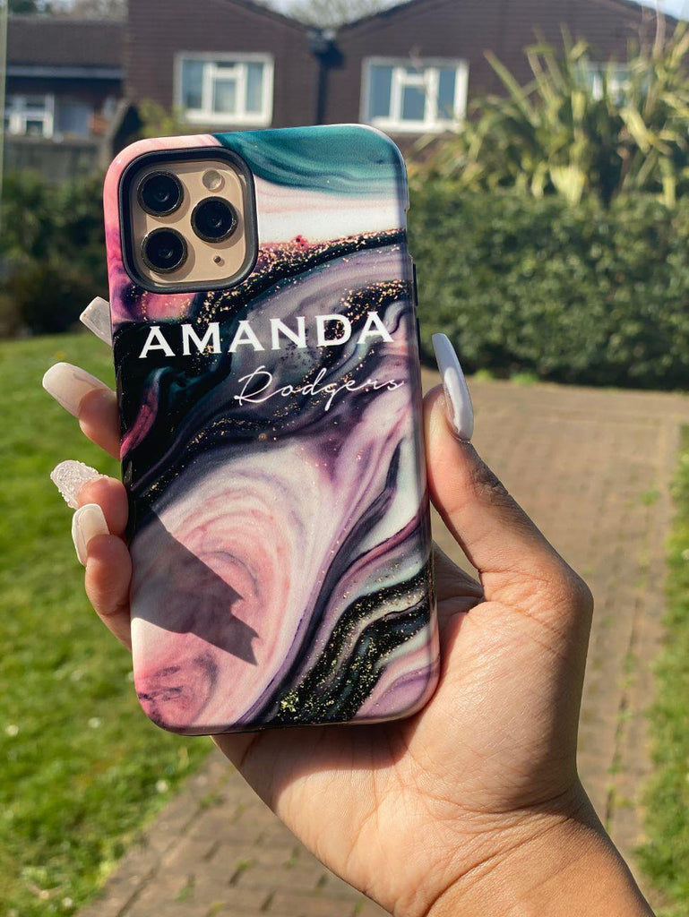 Personalised Swirl Marble Name Samsung Galaxy S25 Case