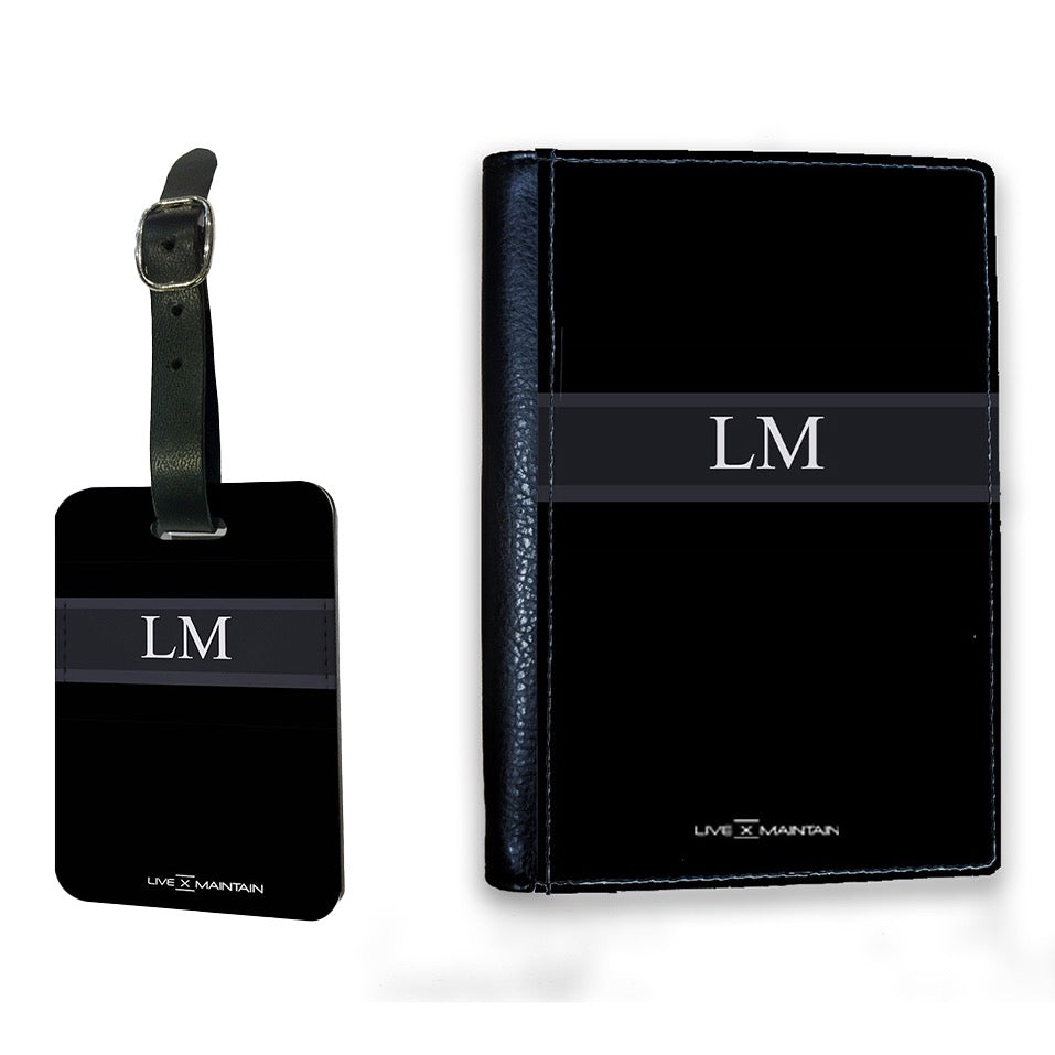 Personalised Black Stripe Initials Passport Cover