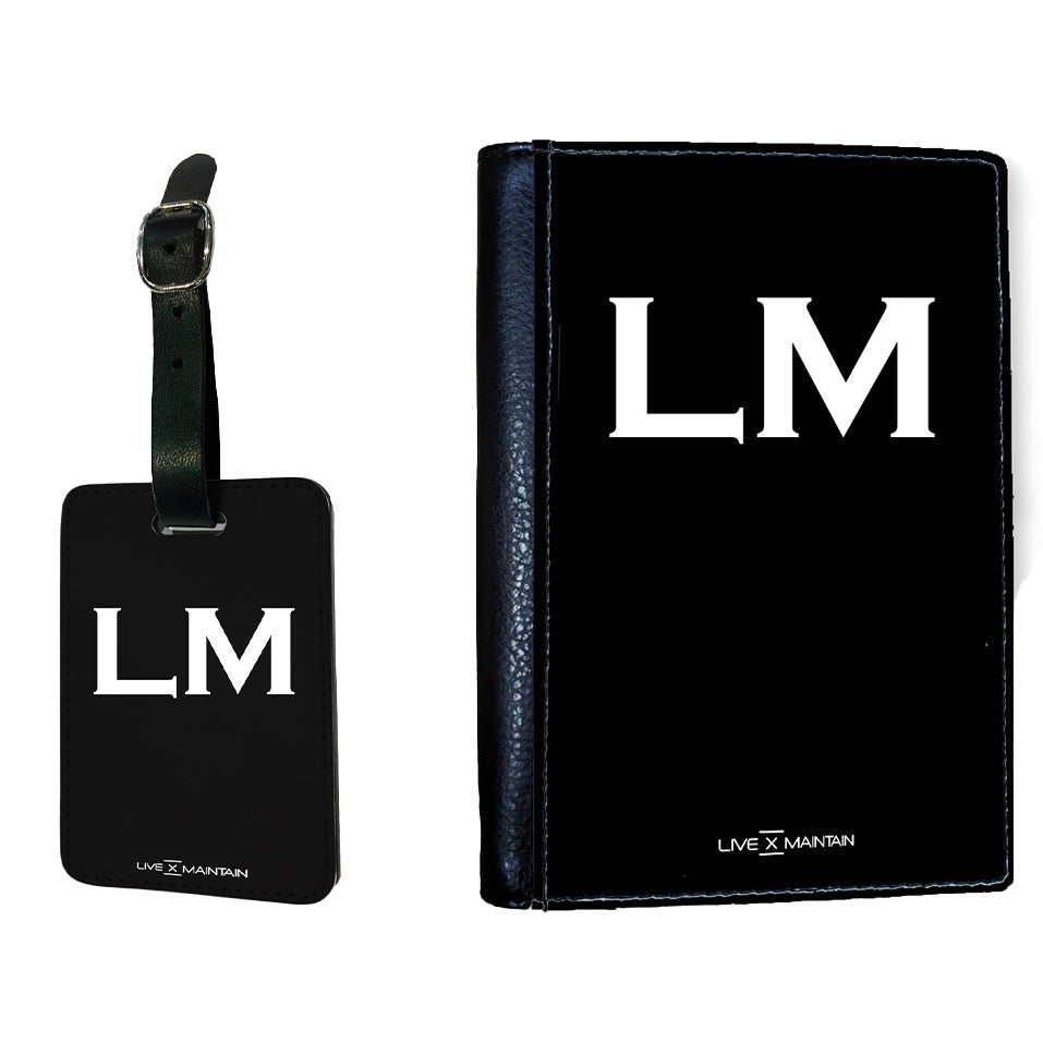 Personalised Black x White Top Initials Luggage Tag