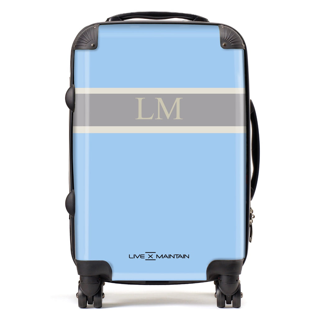 Personalised Blue Stripe initials Suitcase