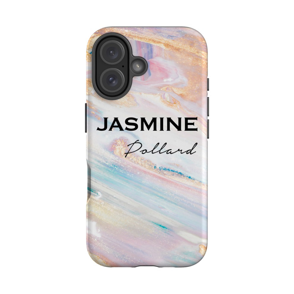 Personalised Blush Marble Name iPhone 16 Case
