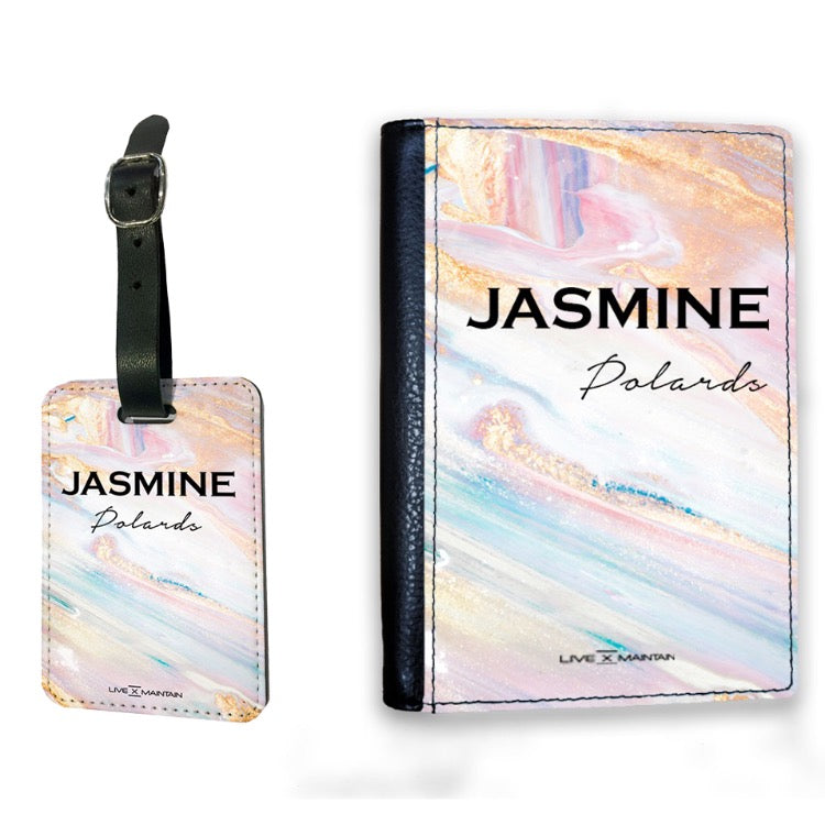 Personalised Blush Marble Name Passport Cover