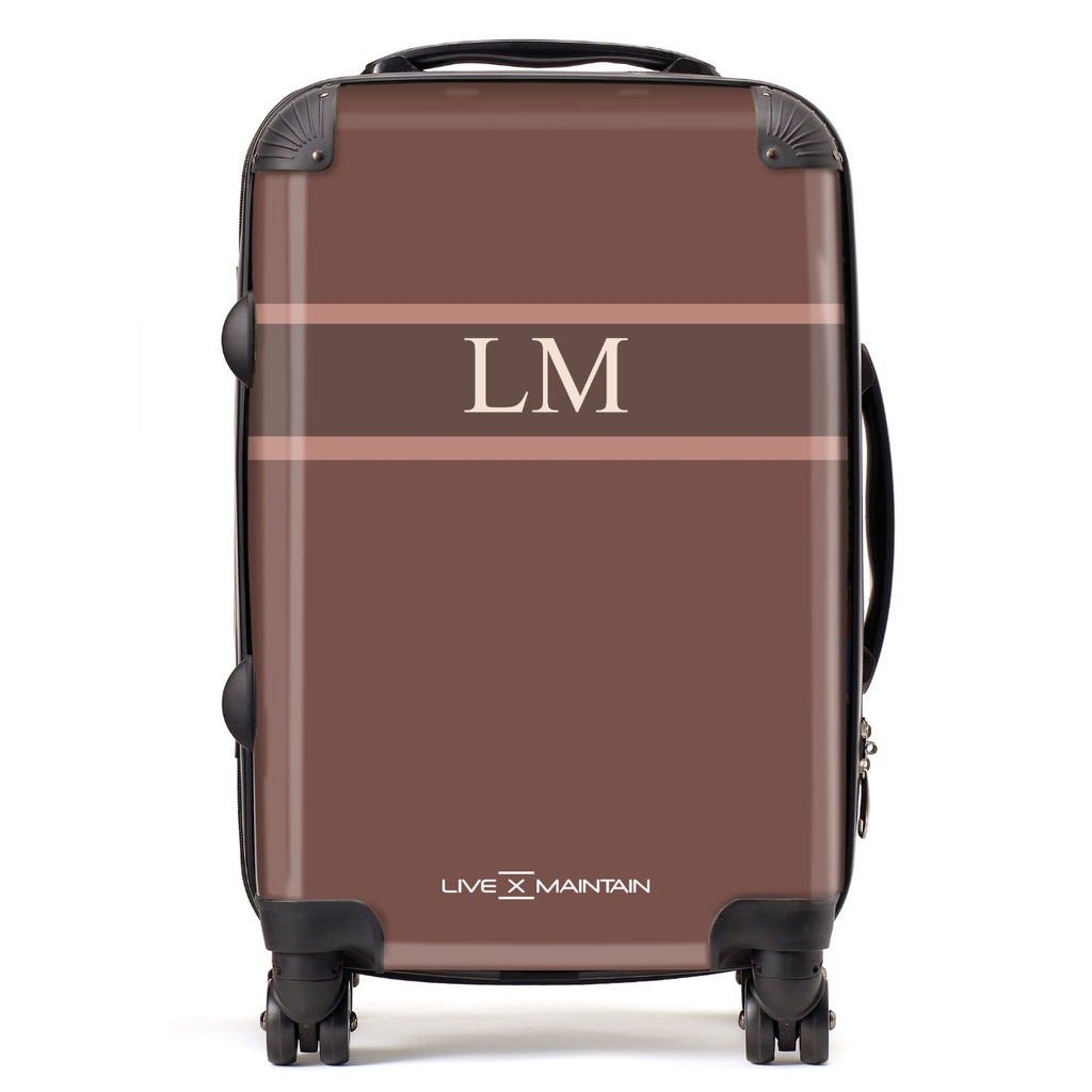 Personalised Brown Stripe Initials Suitcase