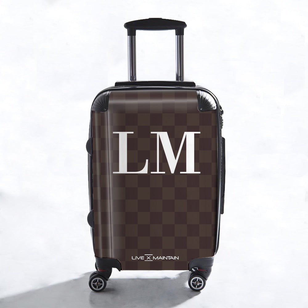 Personalised Brown Square initials Suitcase