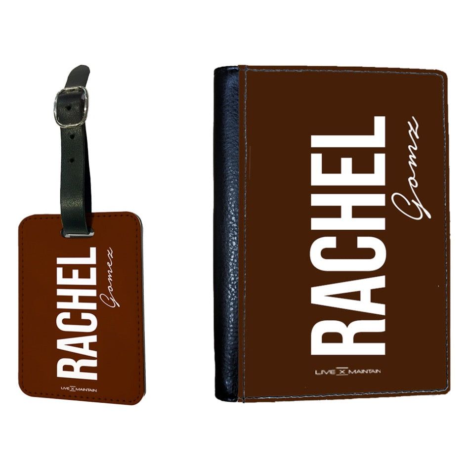 Personalised Chocolate Brown Name Passport Cover