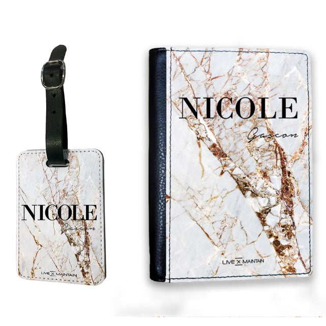 Personalised Cracked Marble Name Luggage Tag