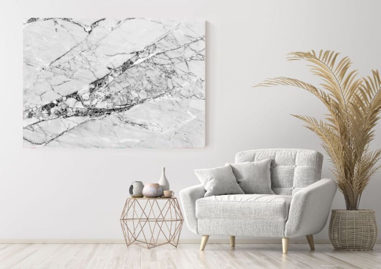 Cracked White Marble Canvas Print Wall Art