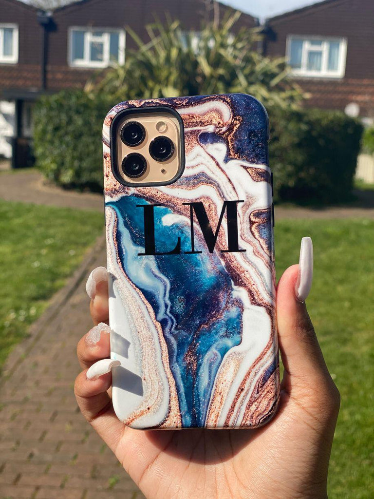 Personalised Luxe Marble Initials iPhone 16 Pro Max Case