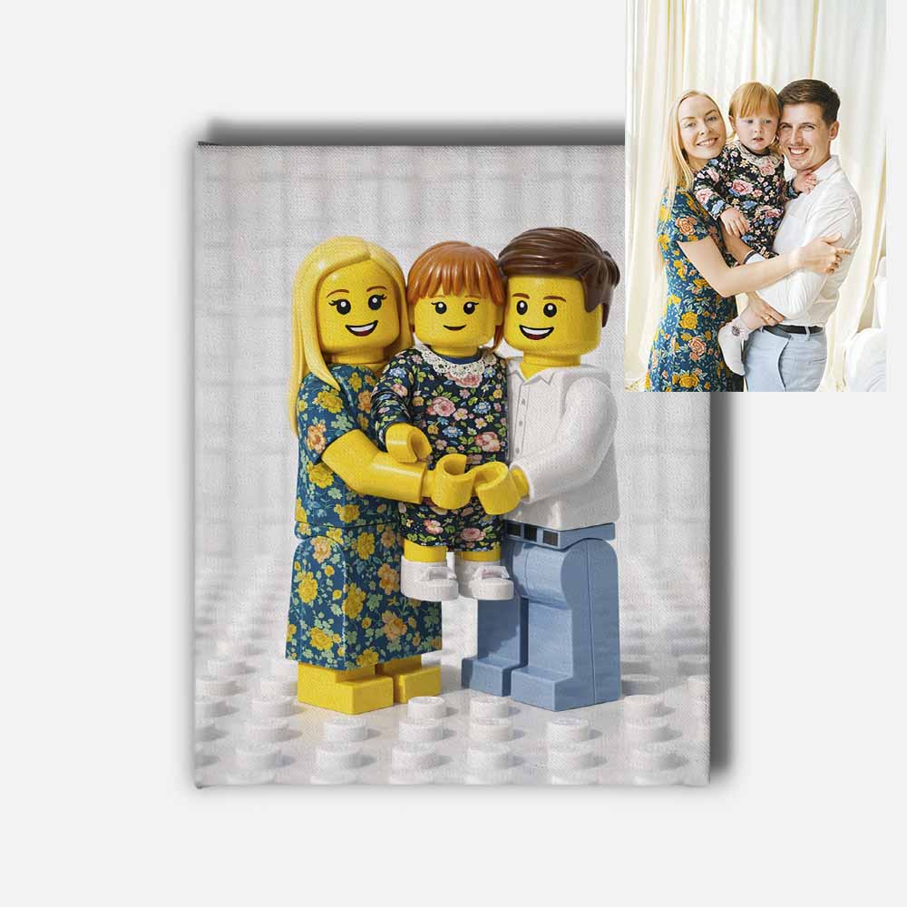 Custom Yellow Brick Figure Portrait Mounted Canvas Print