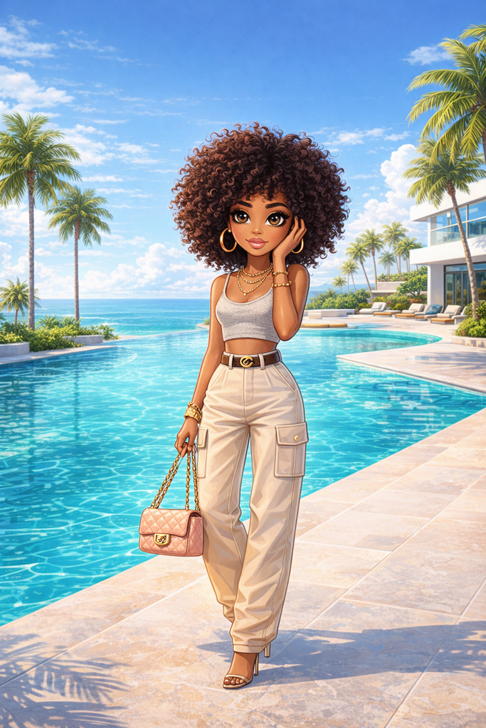 Custom Fashion Doll Portrait Mounted Canvas Print