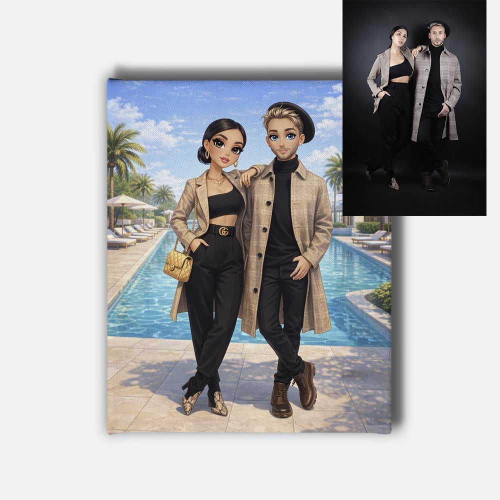 Custom Fashion Doll Portrait Mounted Canvas Print