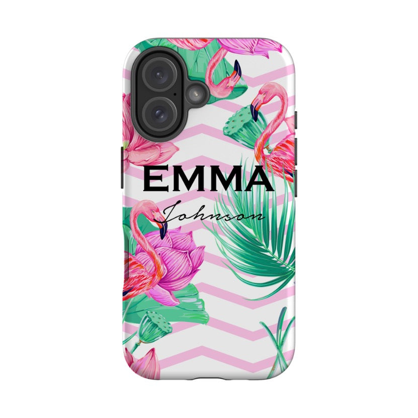 Personalised Flamingo Name iPhone 16 Case
