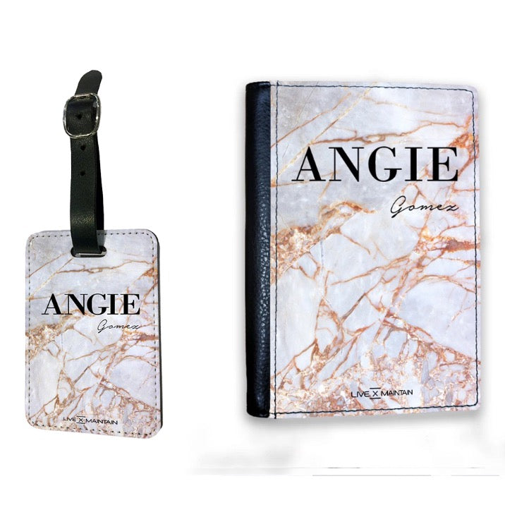 Personalised Fragment Marble Name Passport Cover