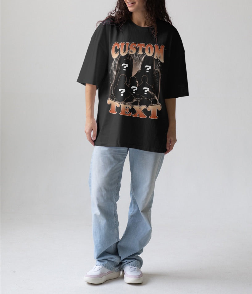 Custom Bootleg Oversized Graphic Print T-Shirt