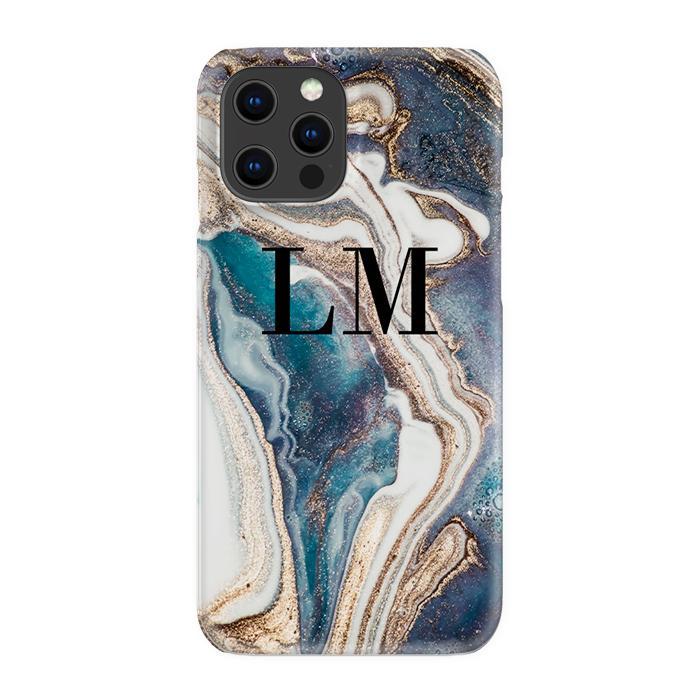 Personalised Luxe Marble Initials iPhone 16 Pro Case