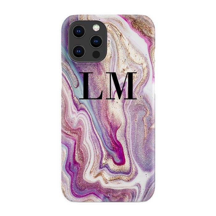 Personalised Violet Marble Initials iPhone 16 Pro Case