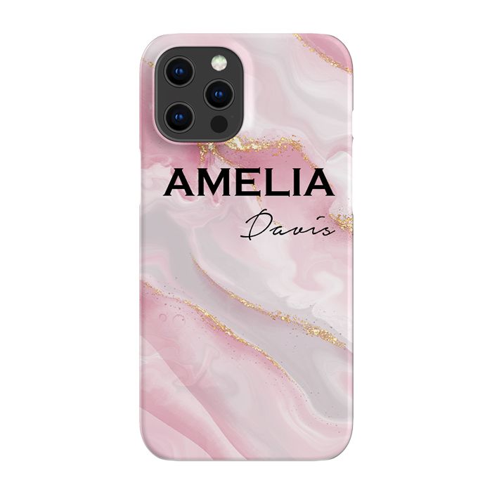 Personalised Luxe Pink Marble Name iPhone 16 Pro Max Case