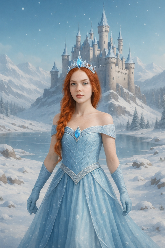 Personalised Ice Princess Portrait Mounted Canvas Print