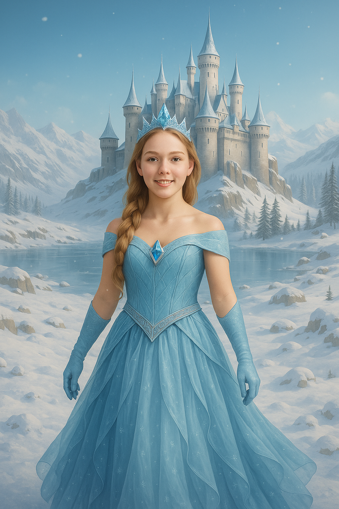 Personalised Ice Princess Portrait Mounted Canvas Print
