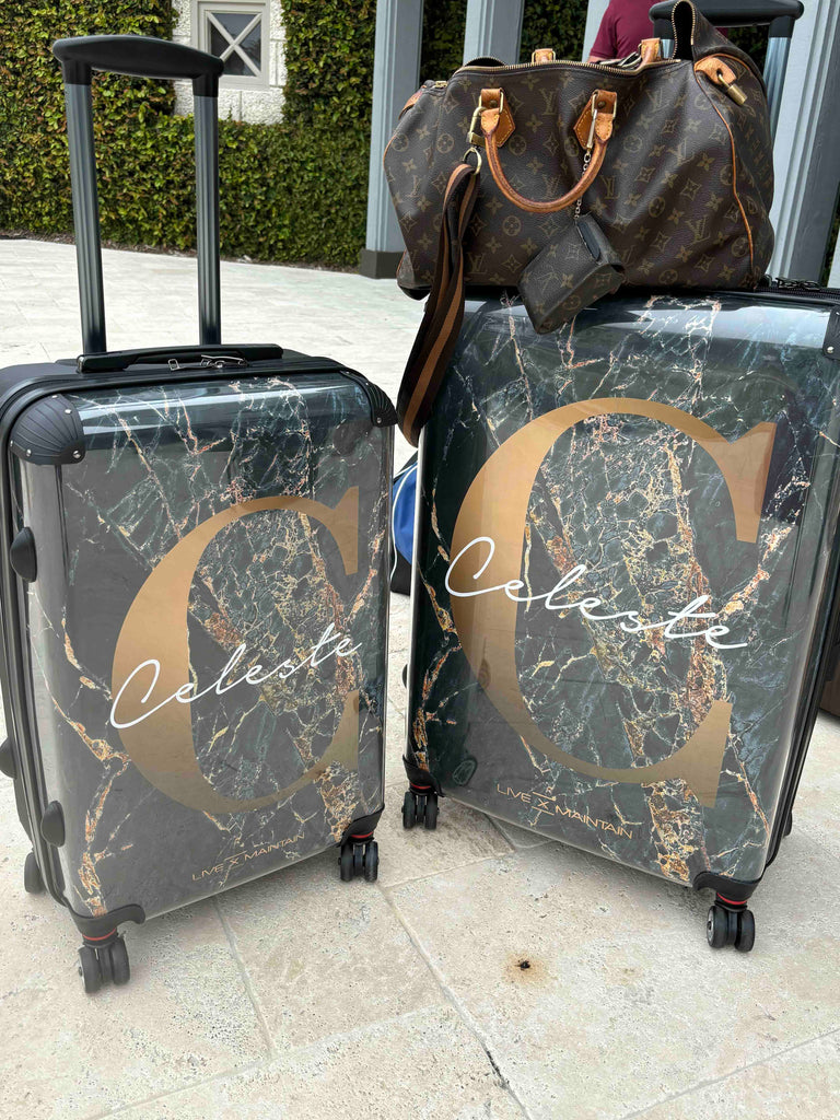 Personalised Slate Marble Bronze Initial Suitcase