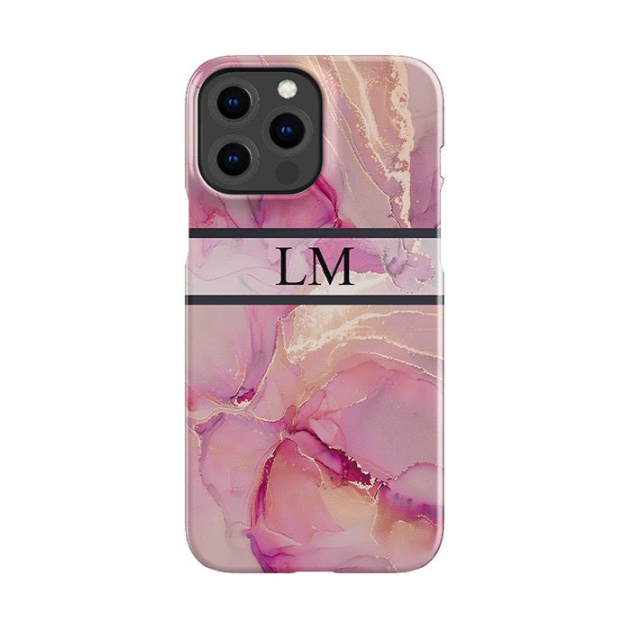Personalised Ink Marble Initials Stripe Phone Case
