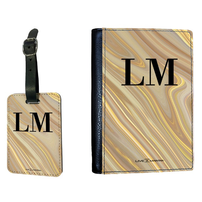 Personalised Ivory Marble Initials Passport Cover