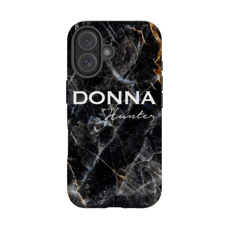 Personalised Midnight Marble Name iPhone 16 Case