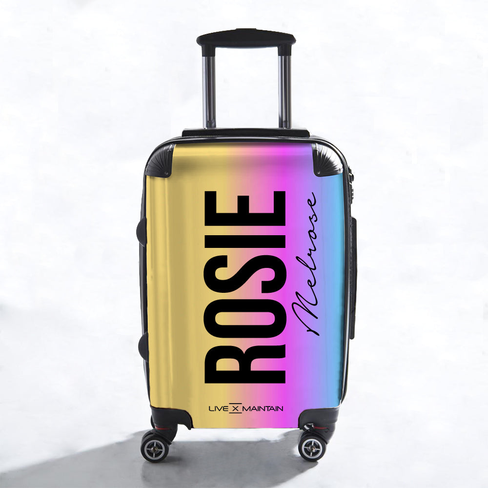Personalised Rainbow Ombre Initials Suitcase