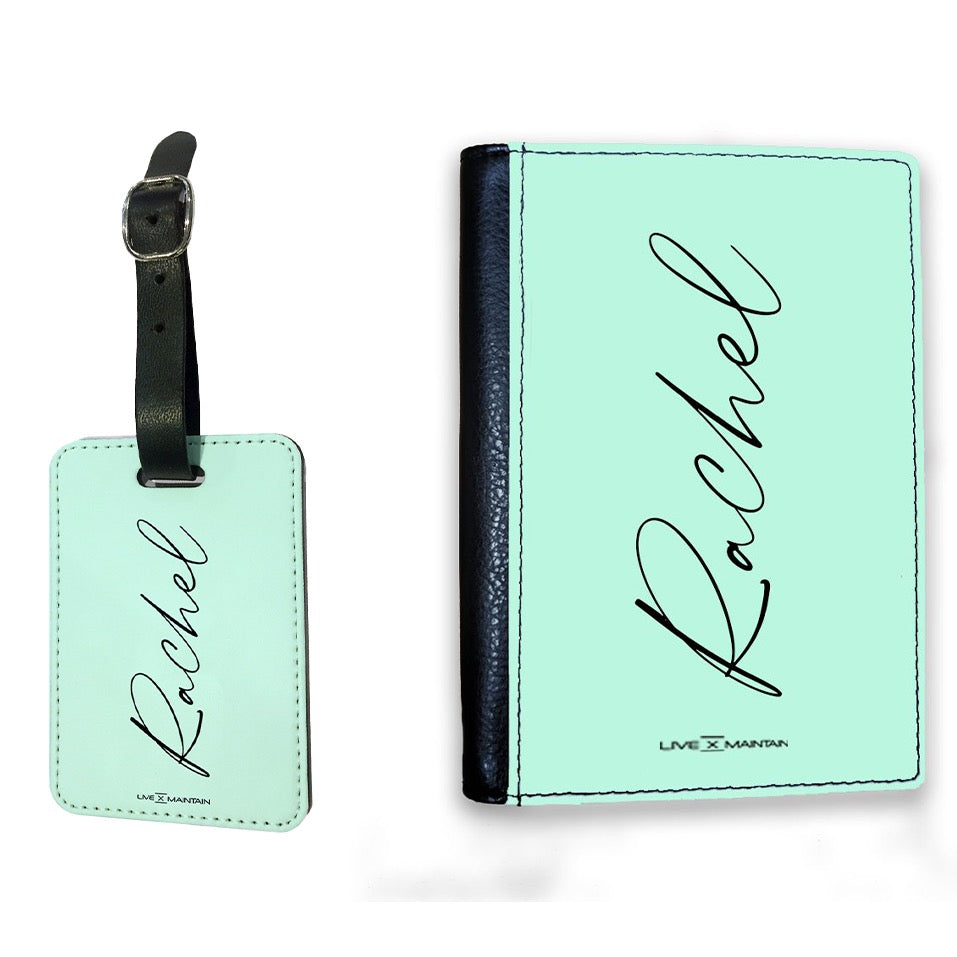 Personalised Pale Green Name Passport Cover