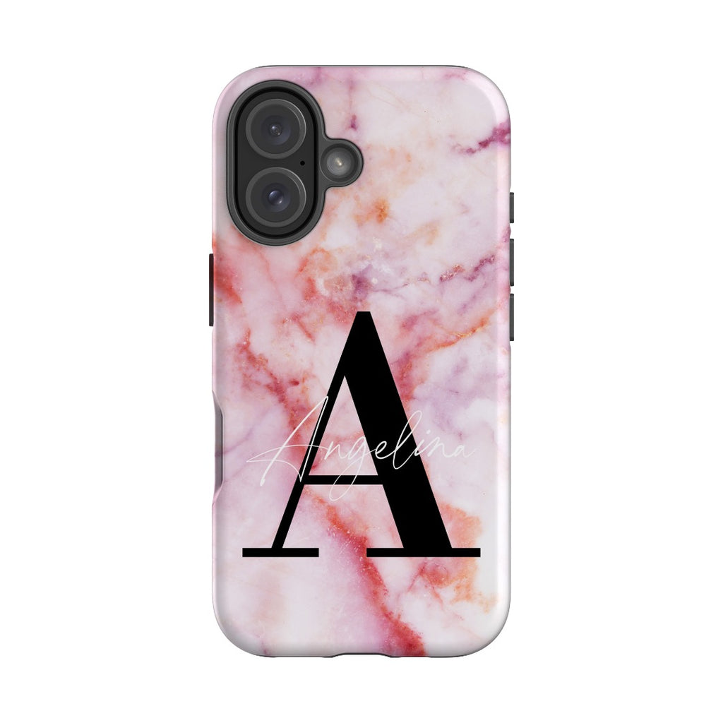 Personalised Pastel Marble Name Initial iPhone 16 Plus Case