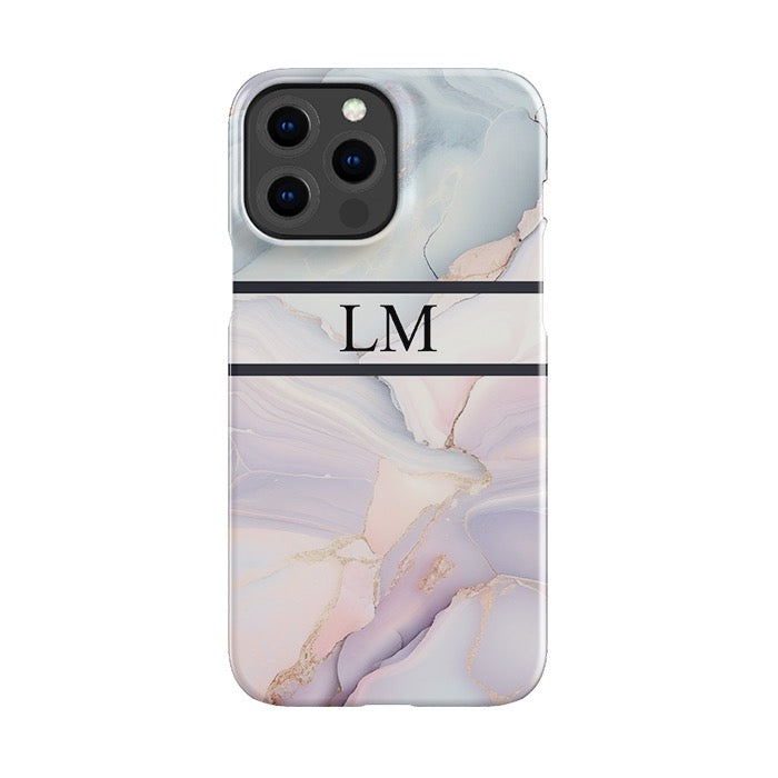 Personalised Pastel Marble Initials Stripe Phone Case