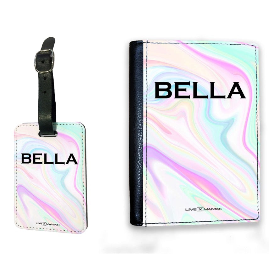 Personalised Pastel Swirl Name Passport Cover