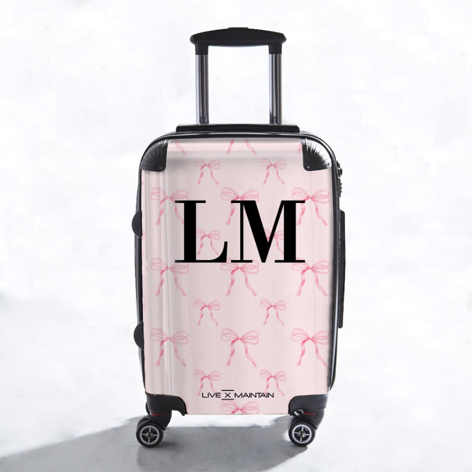 Personalised Pink Bows initials Suitcase